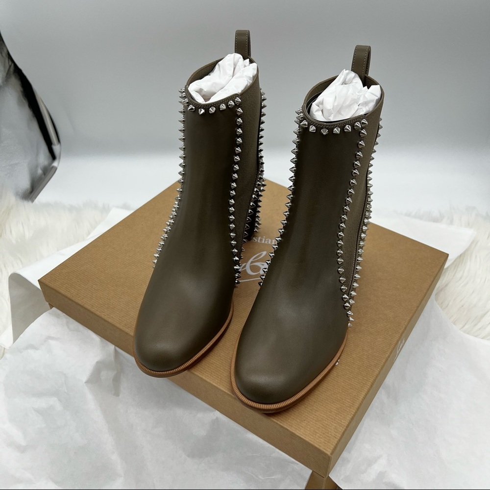 Christian Louboutin | Out Line Spiked Leather Ankle Boots - Picture 7 of 15
